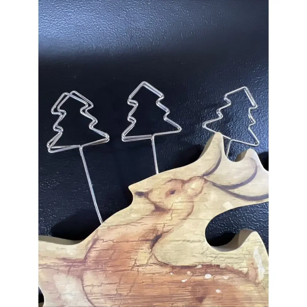 Vintage Cheri Blum Photo Clip Reindeer Holiday Christmas Wood Tabletop Stand